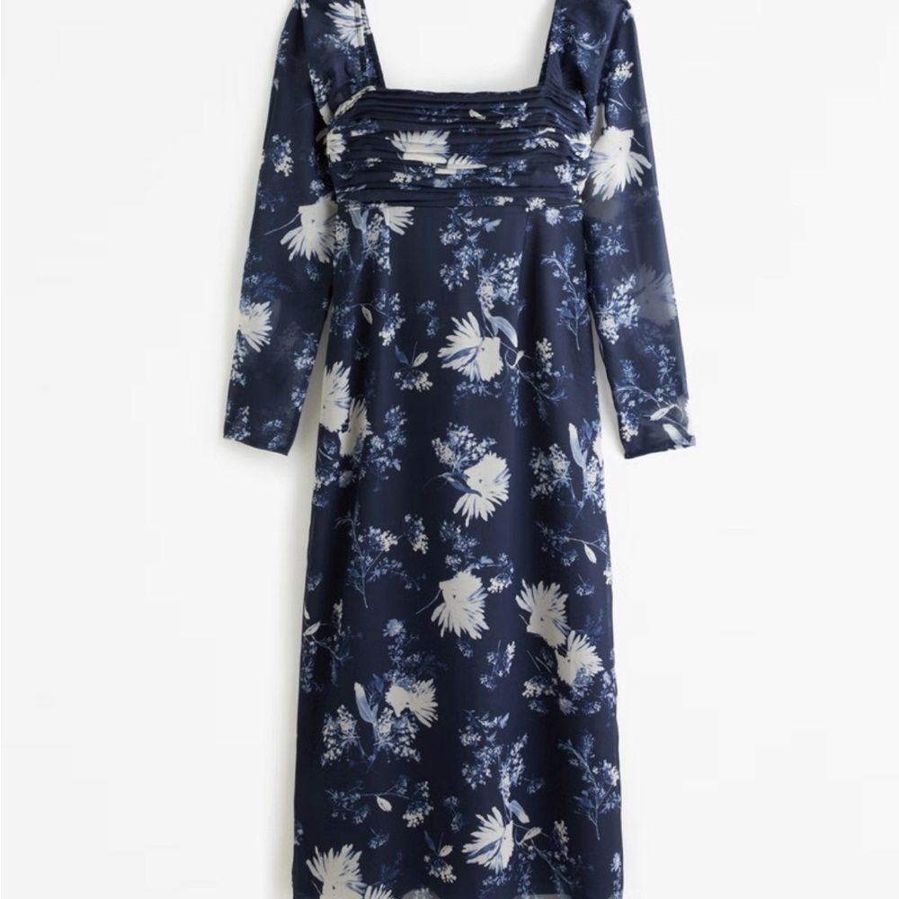 Abercrombie & Fitch Navy Blue Floral Midi Dress